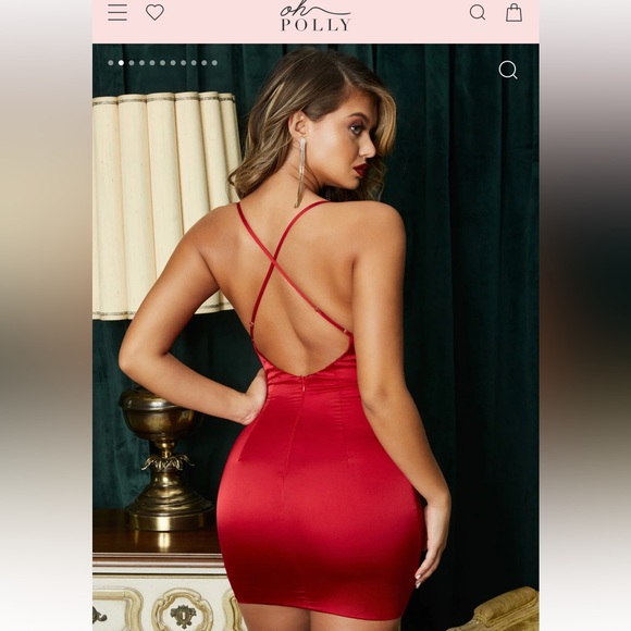 Oh Polly red satin slip dress holiday nye - Picture 2 of 3